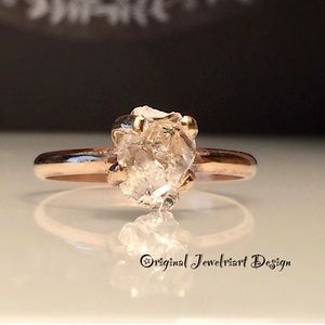 Completely Unique Gorgeous Raw Herkimer Diamond 14k Goldfill Ring.
